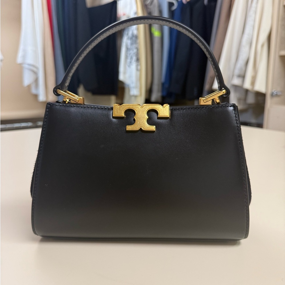 Black Handbag with Gold Accents